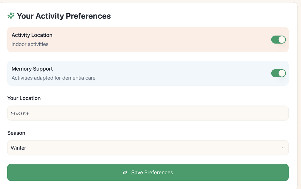 Rekindle - Dementia activity Generator
